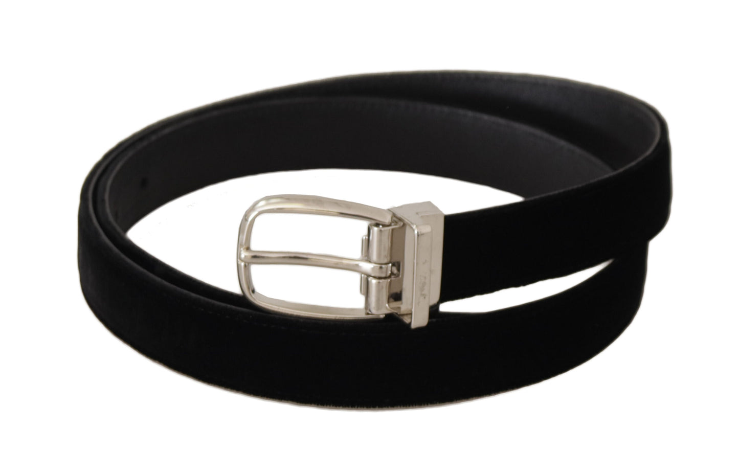 Ceinture Dolce & Gabbana en velours noir décontracté avec boucle en métal argenté