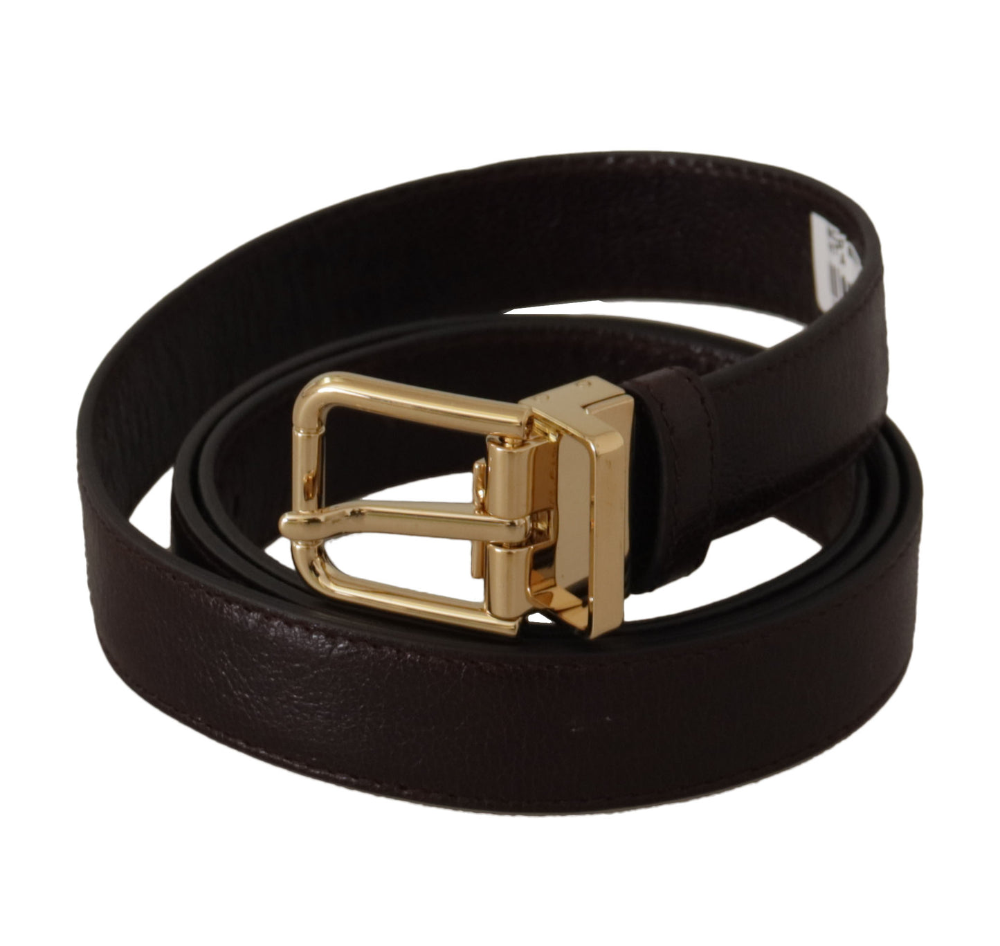 Ceinture Dolce & Gabbana en cuir marron avec boucle en métal doré