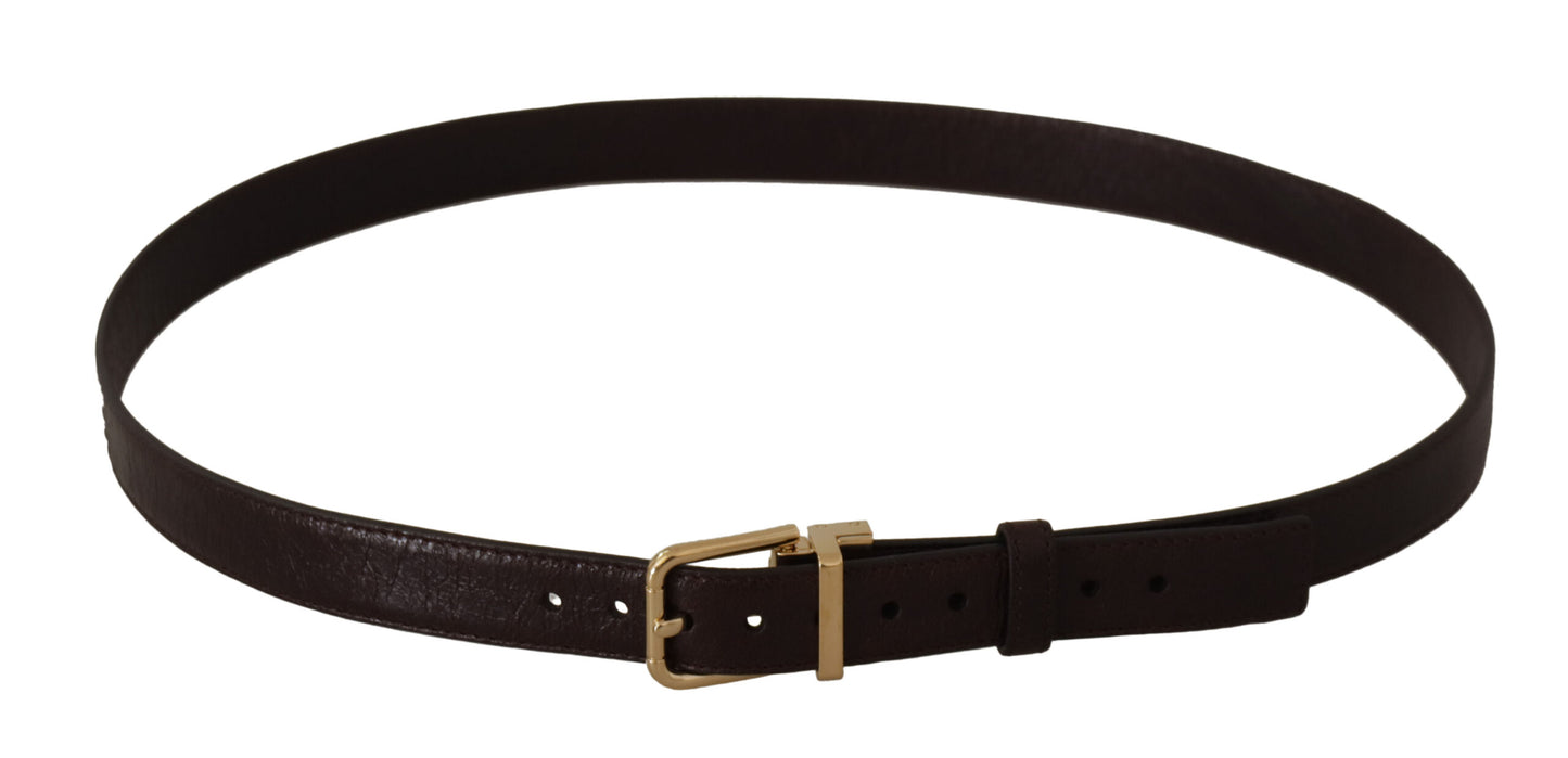Ceinture Dolce & Gabbana en cuir marron avec boucle en métal doré