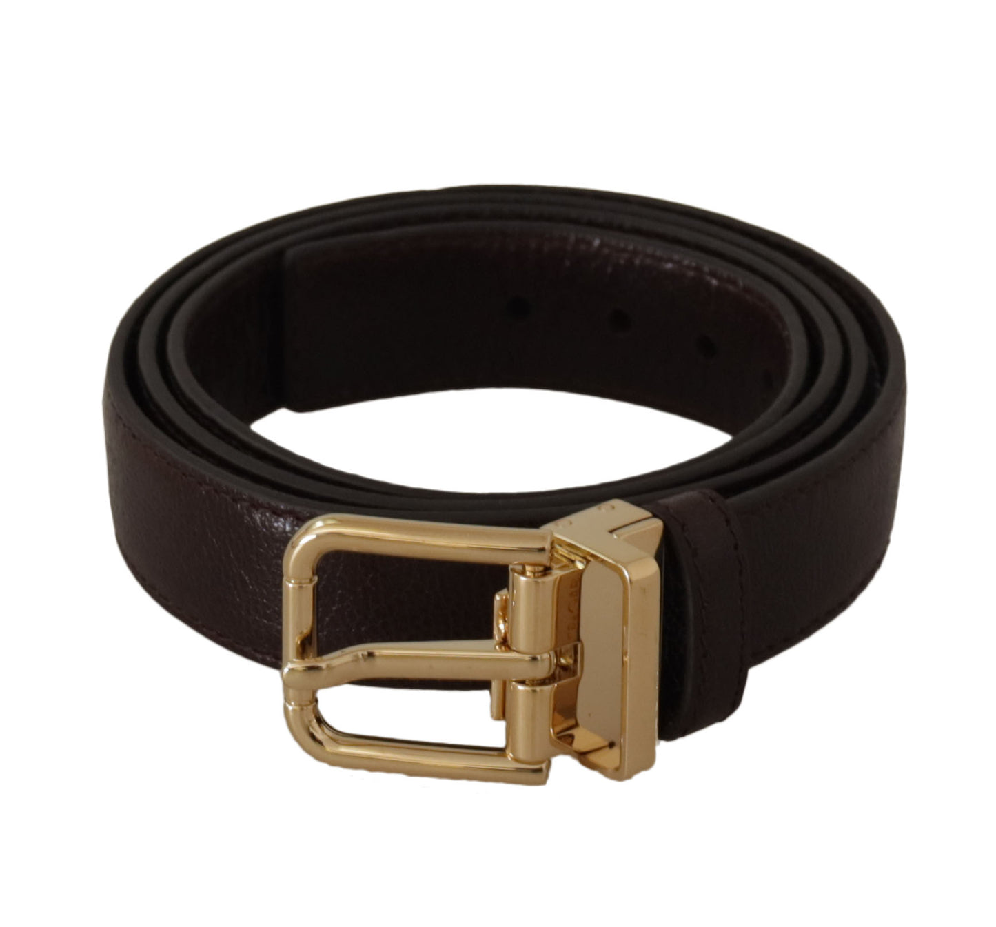 Ceinture Dolce & Gabbana en cuir marron avec boucle en métal doré