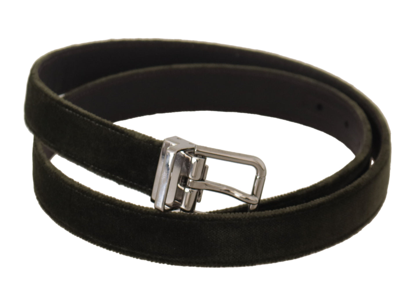 Ceinture Dolce & Gabbana en velours vert avec boucle en métal argenté