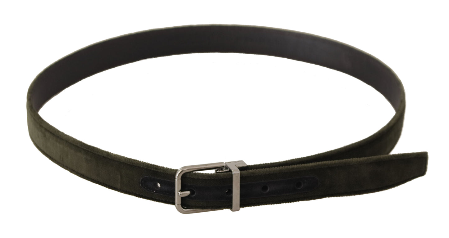 Ceinture Dolce & Gabbana en velours vert avec boucle en métal argenté