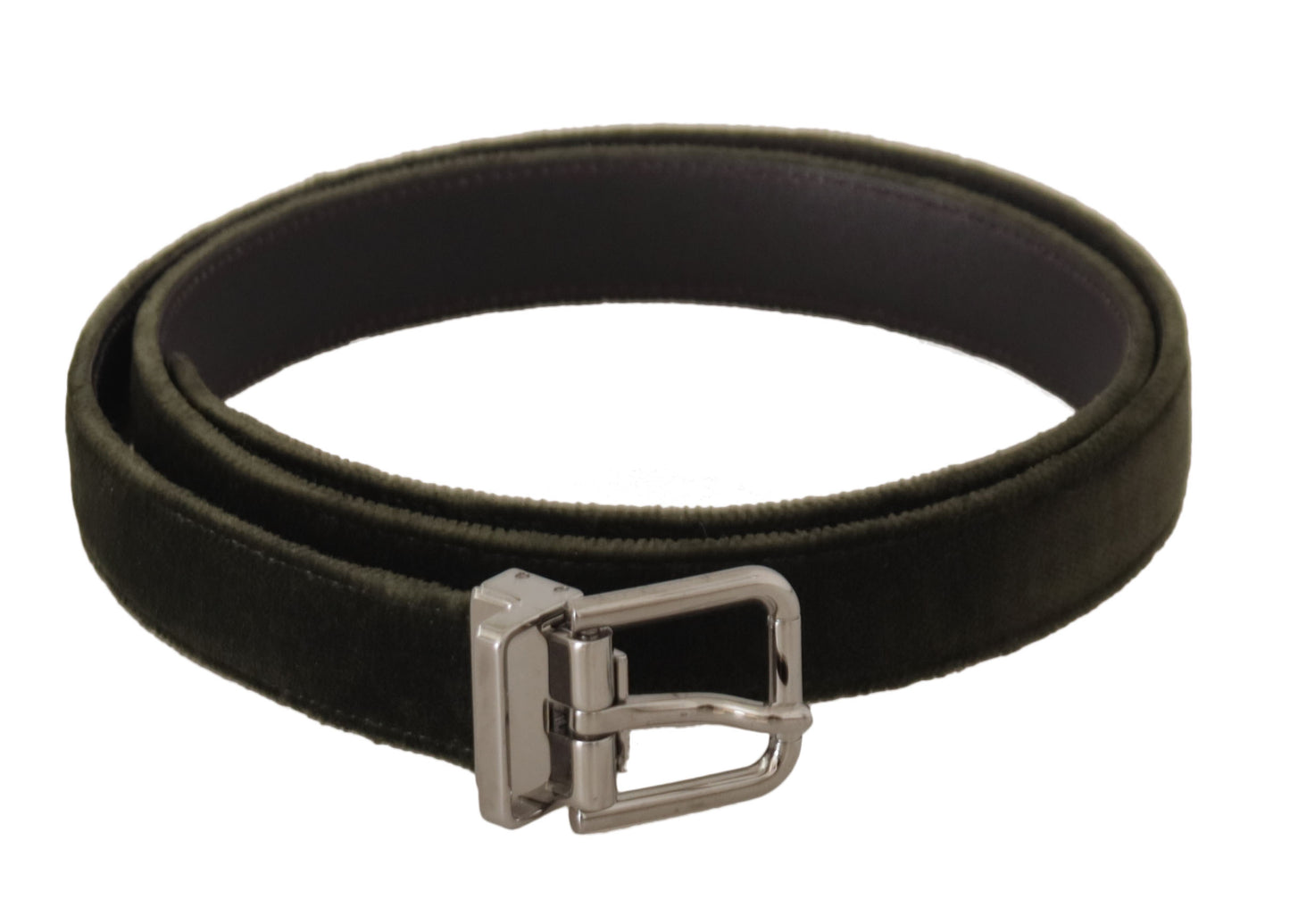Ceinture Dolce & Gabbana en velours vert avec boucle en métal argenté