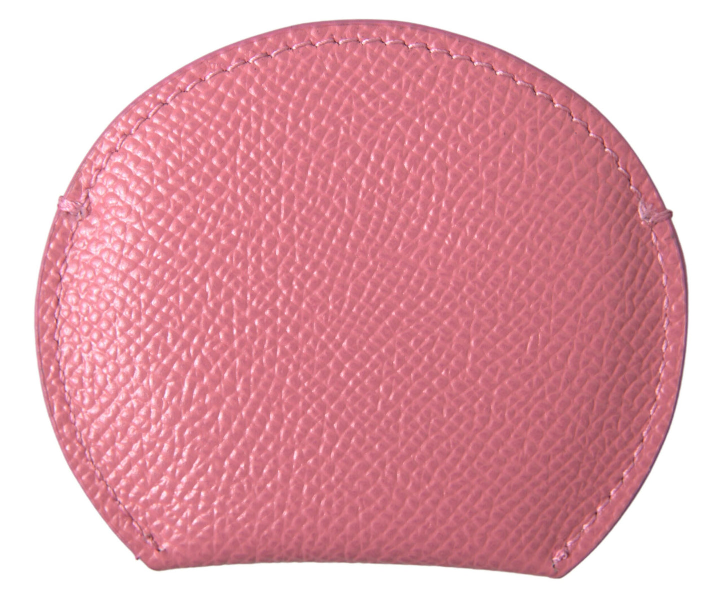 Miroir à main rond en cuir de veau rose Dolce & Gabbana avec logo imprimé