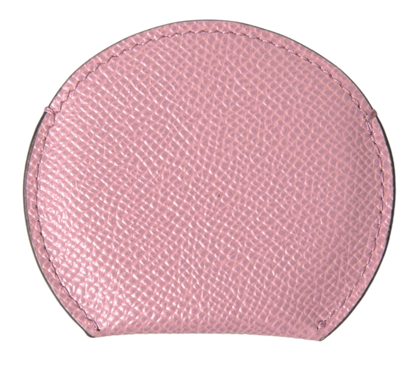 Miroir à main rond en cuir de veau rose Dolce & Gabbana avec logo imprimé