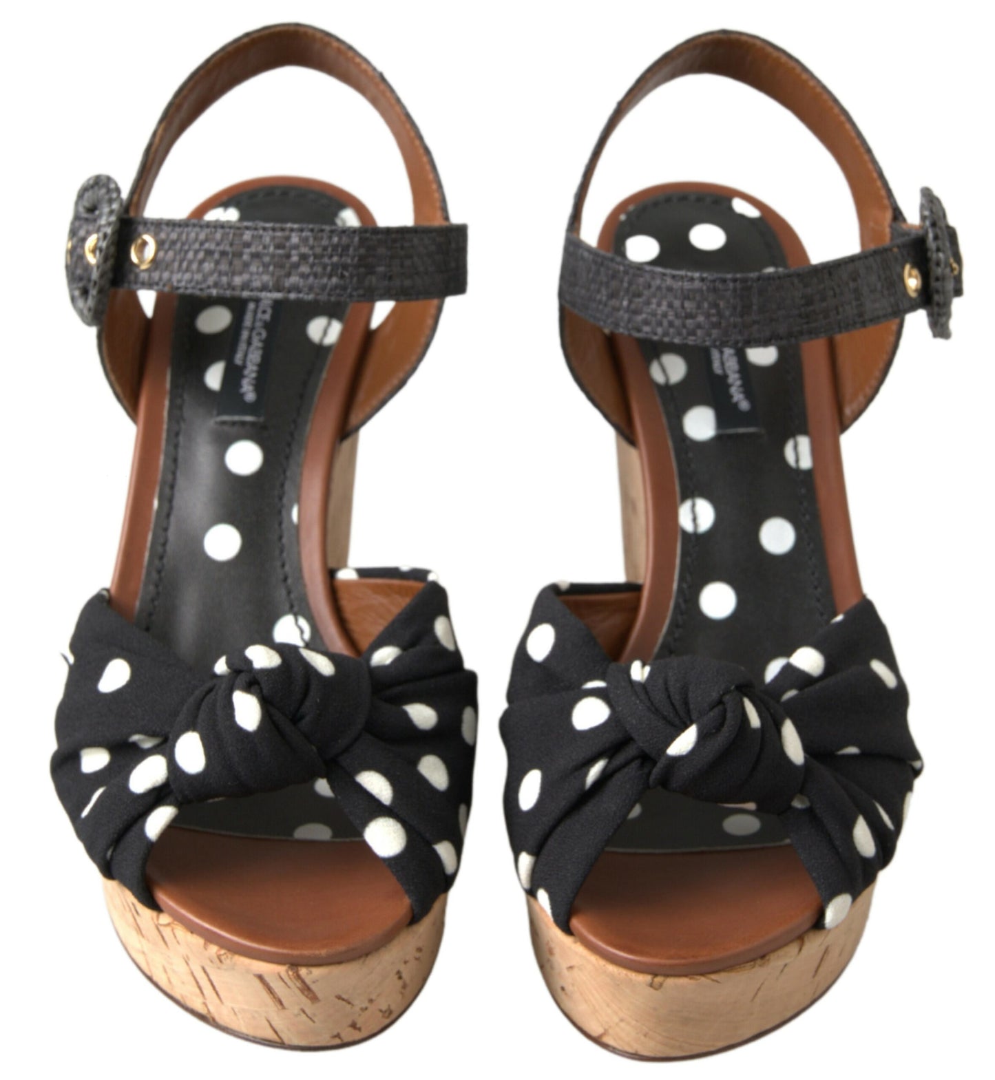 Sandales compensées noires à pois Dolce & Gabbana