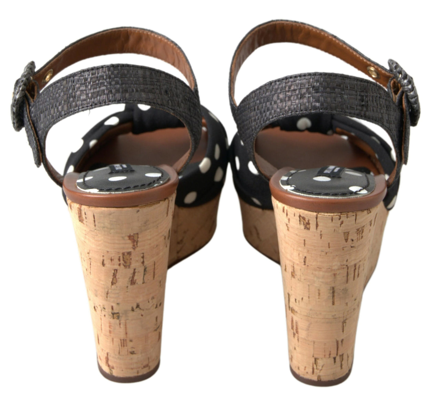 Sandales compensées noires à pois Dolce & Gabbana