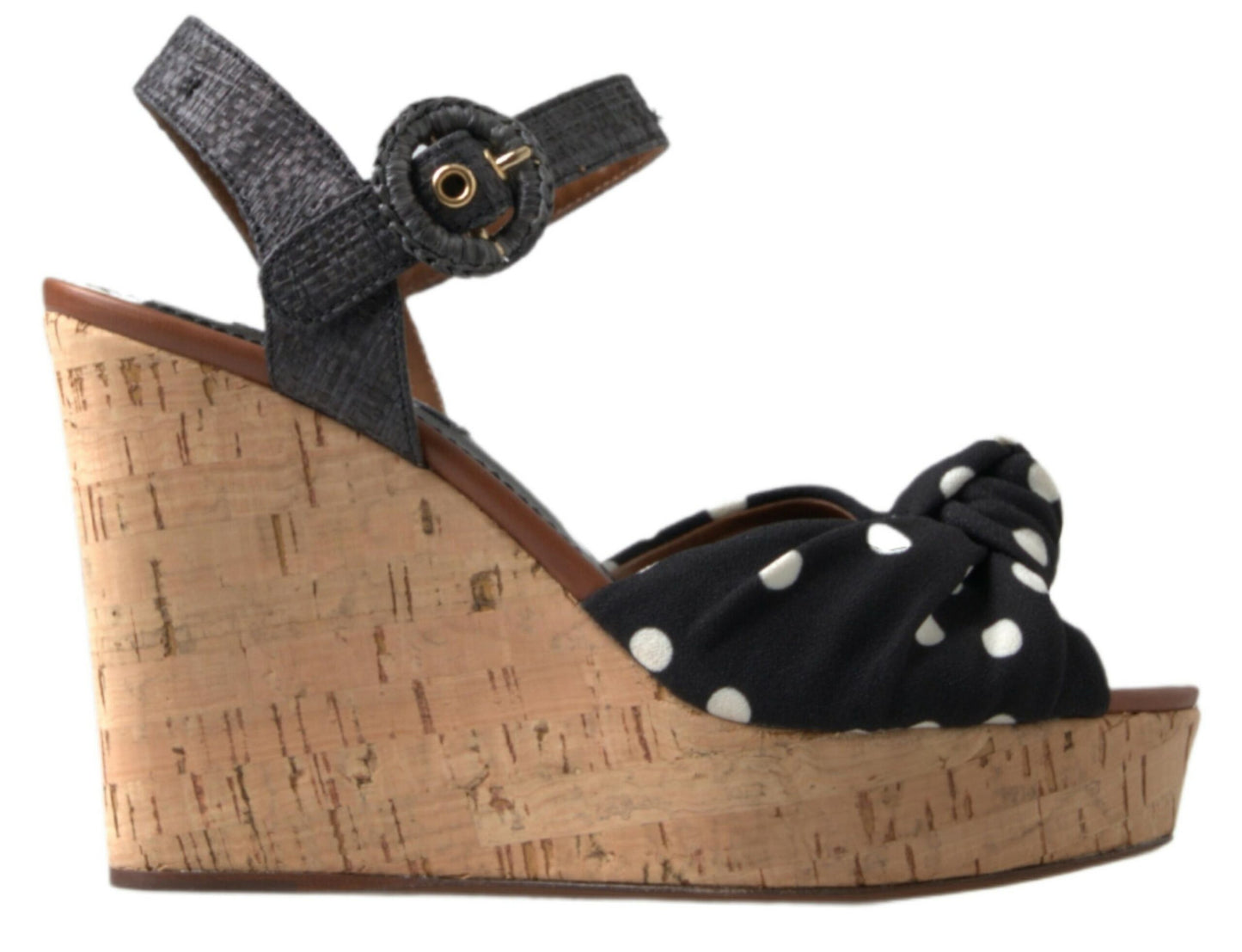 Sandales compensées noires à pois Dolce & Gabbana