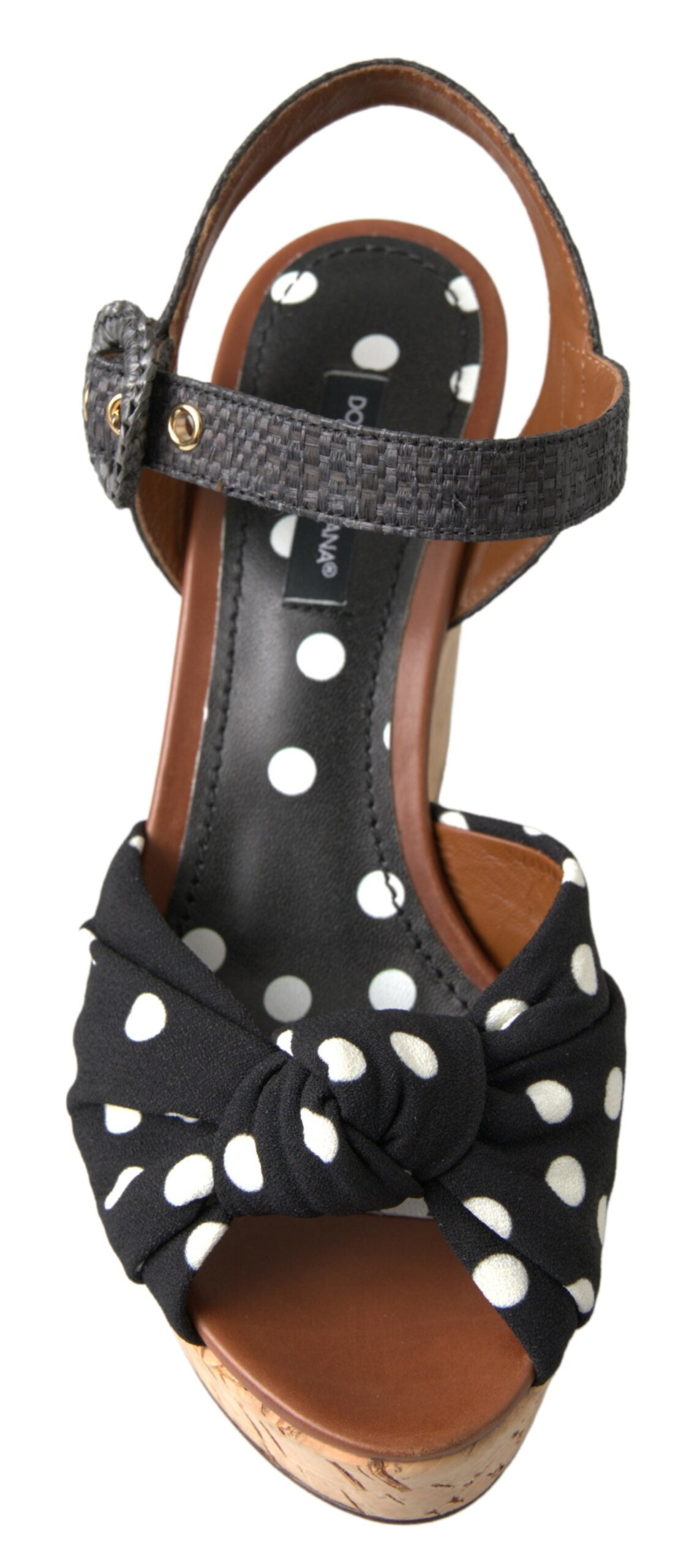 Sandales compensées noires à pois Dolce & Gabbana
