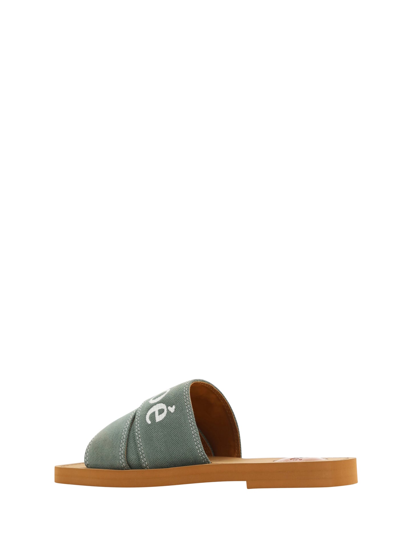 Chloé Elegante Waldgrüne Baumwoll-Slides