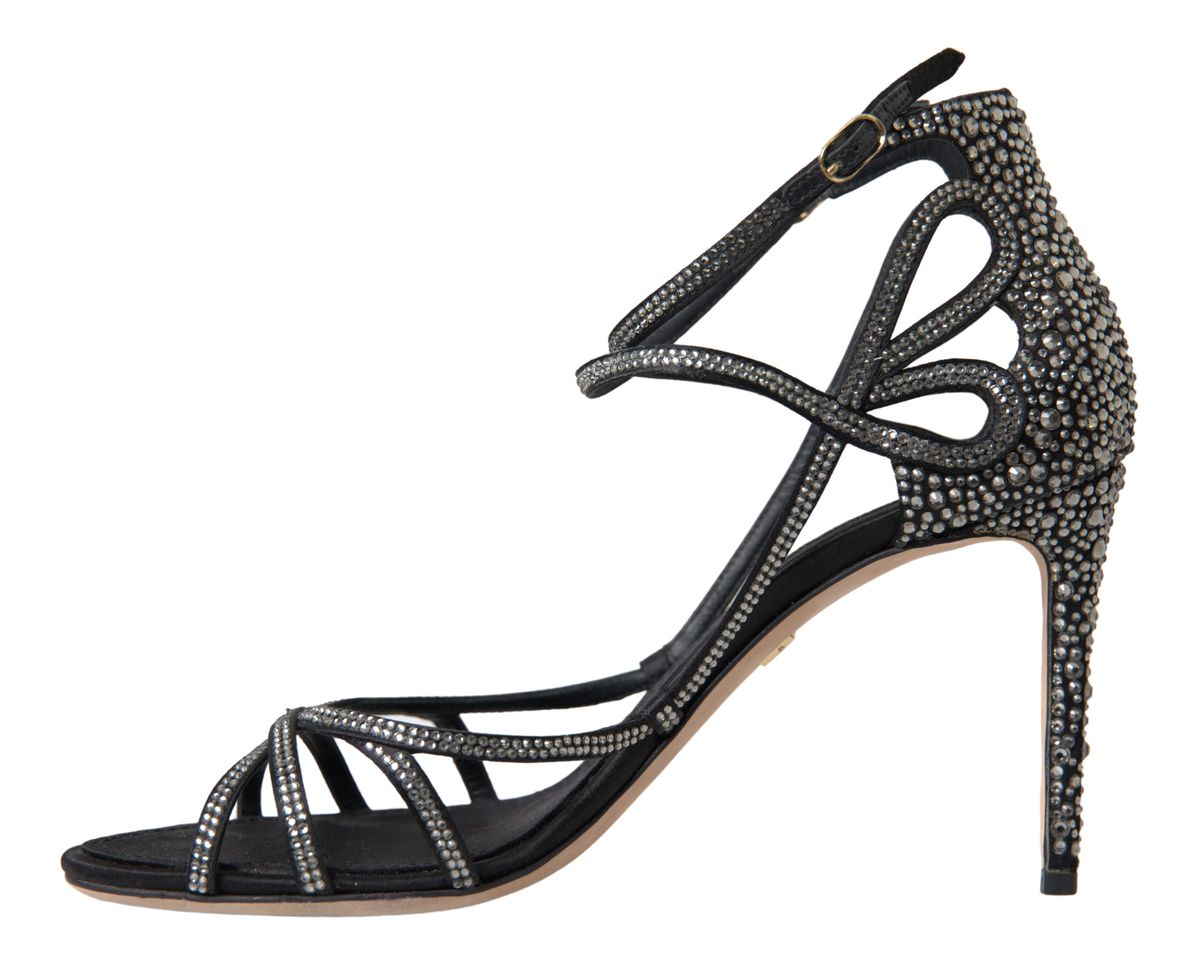 Sandales à talons aiguilles en strass Dolce & Gabbana, chaussures en satin