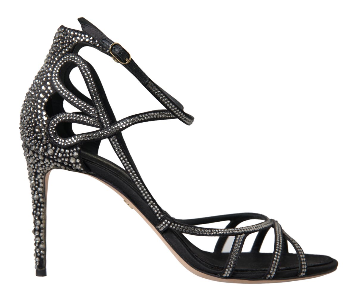 Sandales à talons aiguilles en strass Dolce & Gabbana, chaussures en satin