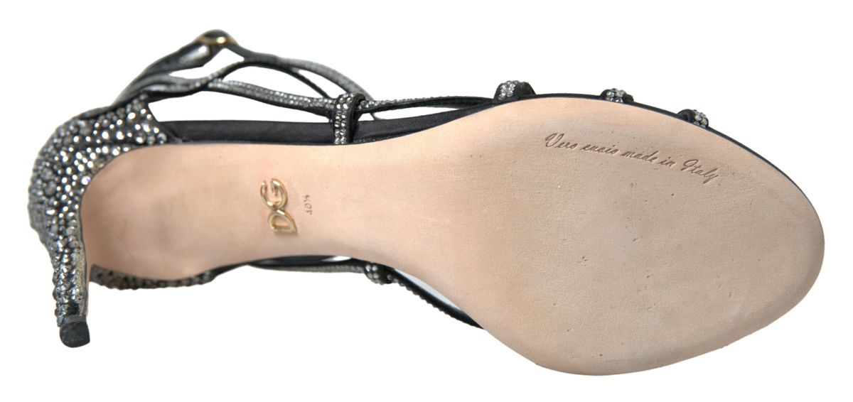 Sandales à talons aiguilles en strass Dolce & Gabbana, chaussures en satin