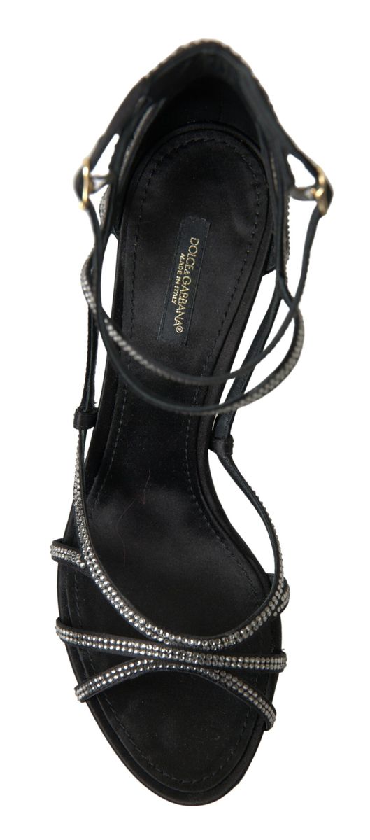 Sandales à talons aiguilles en strass Dolce & Gabbana, chaussures en satin