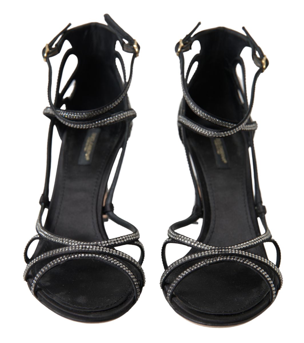 Sandales à talons aiguilles en strass Dolce & Gabbana, chaussures en satin