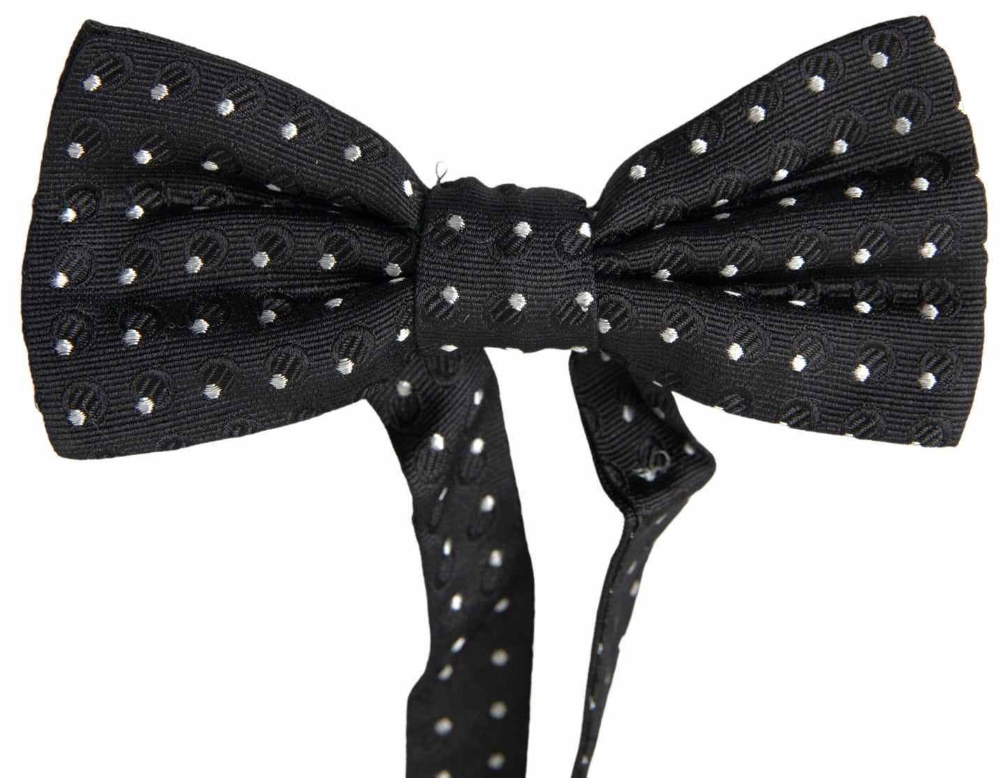 Nœud papillon ajustable en soie noire à pois Dolce & Gabbana pour homme