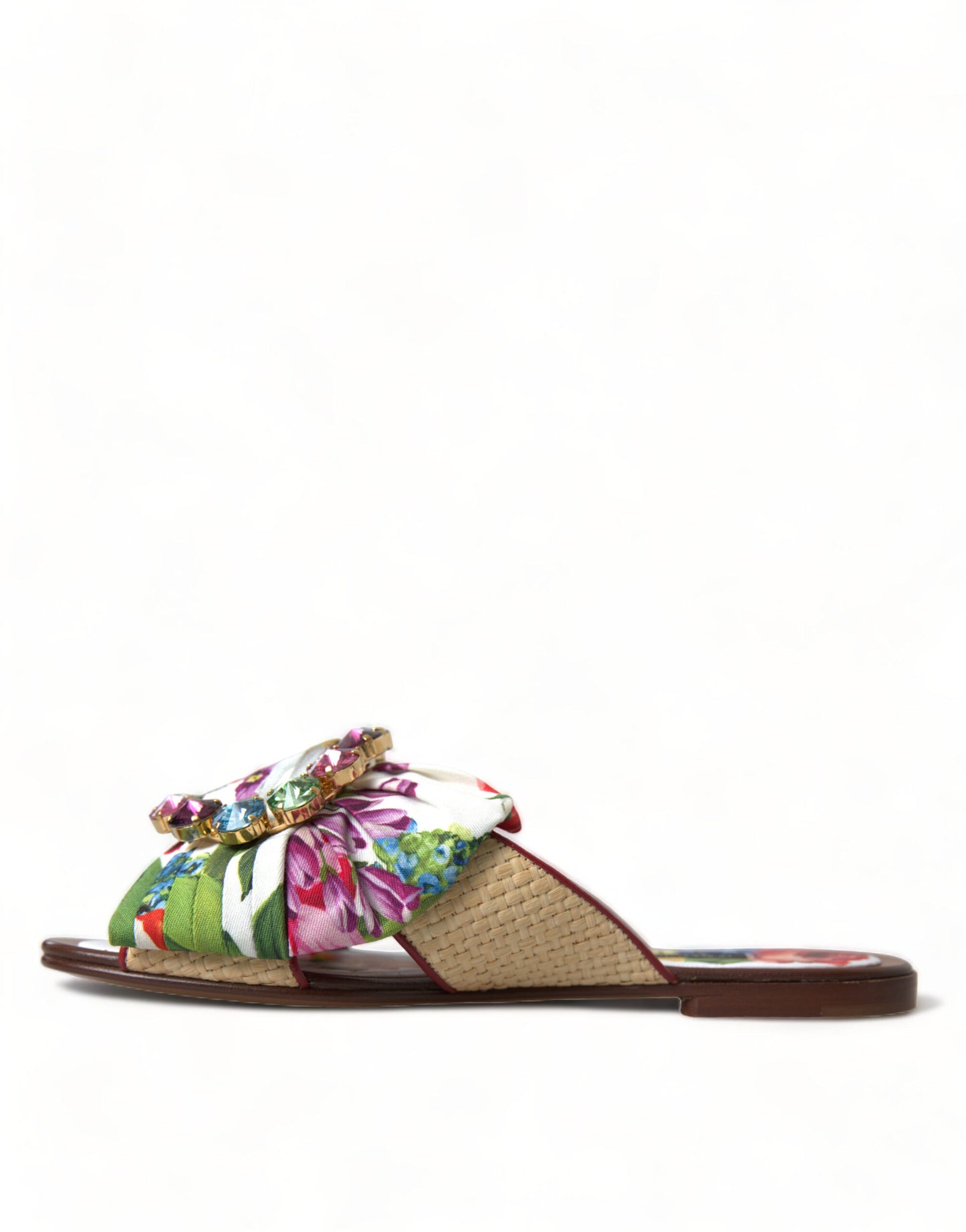Dolce & Gabbana Chaussures plates à fleurs multicolores Sandales en cristal