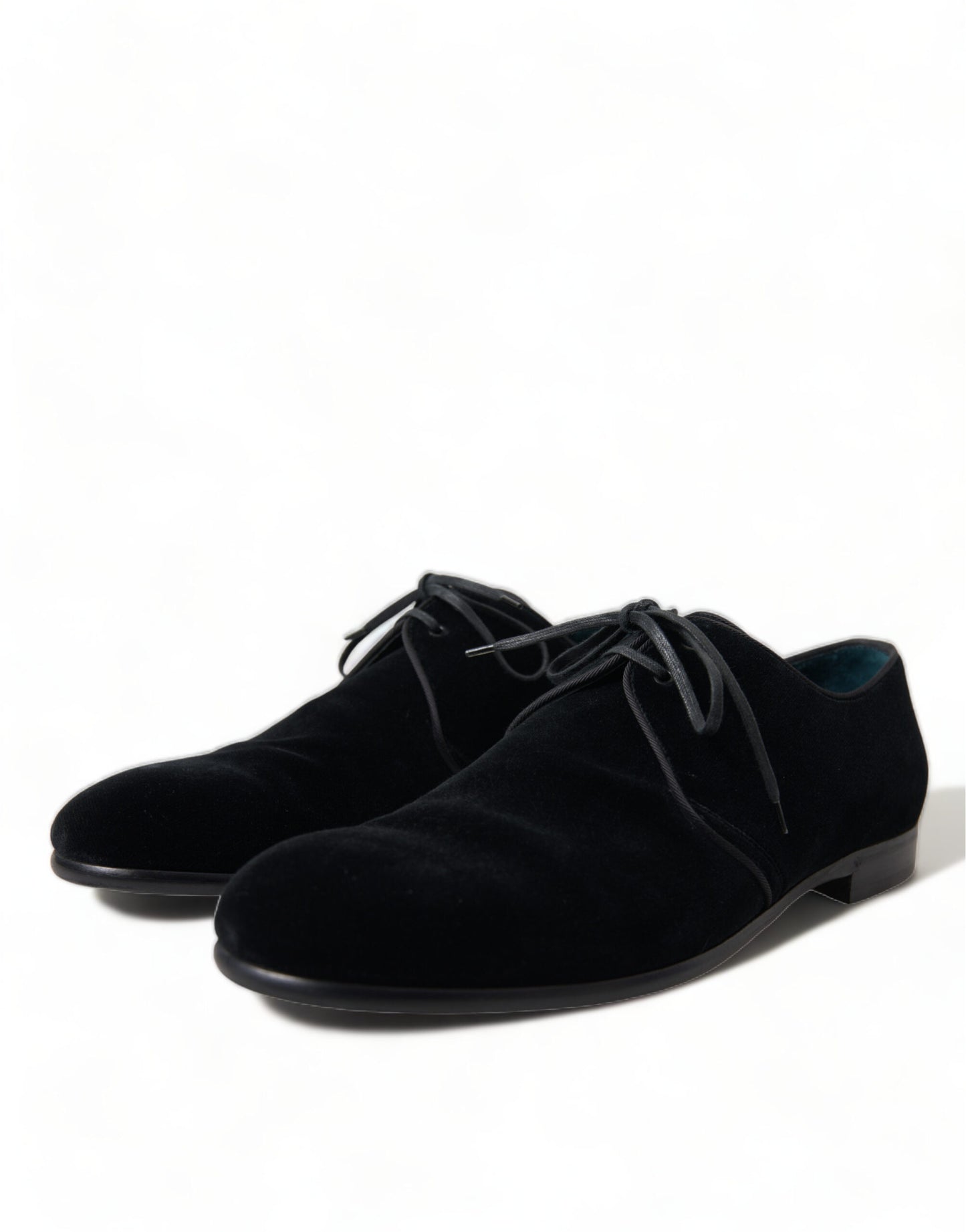 Chaussures habillées derby à lacets en velours noir Dolce & Gabbana