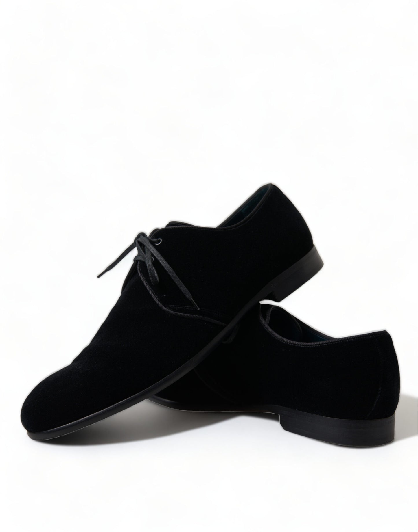 Chaussures habillées derby à lacets en velours noir Dolce & Gabbana
