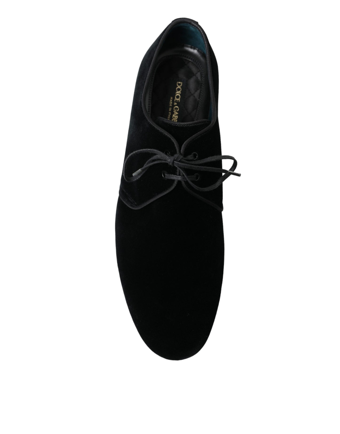 Chaussures habillées derby à lacets en velours noir Dolce & Gabbana