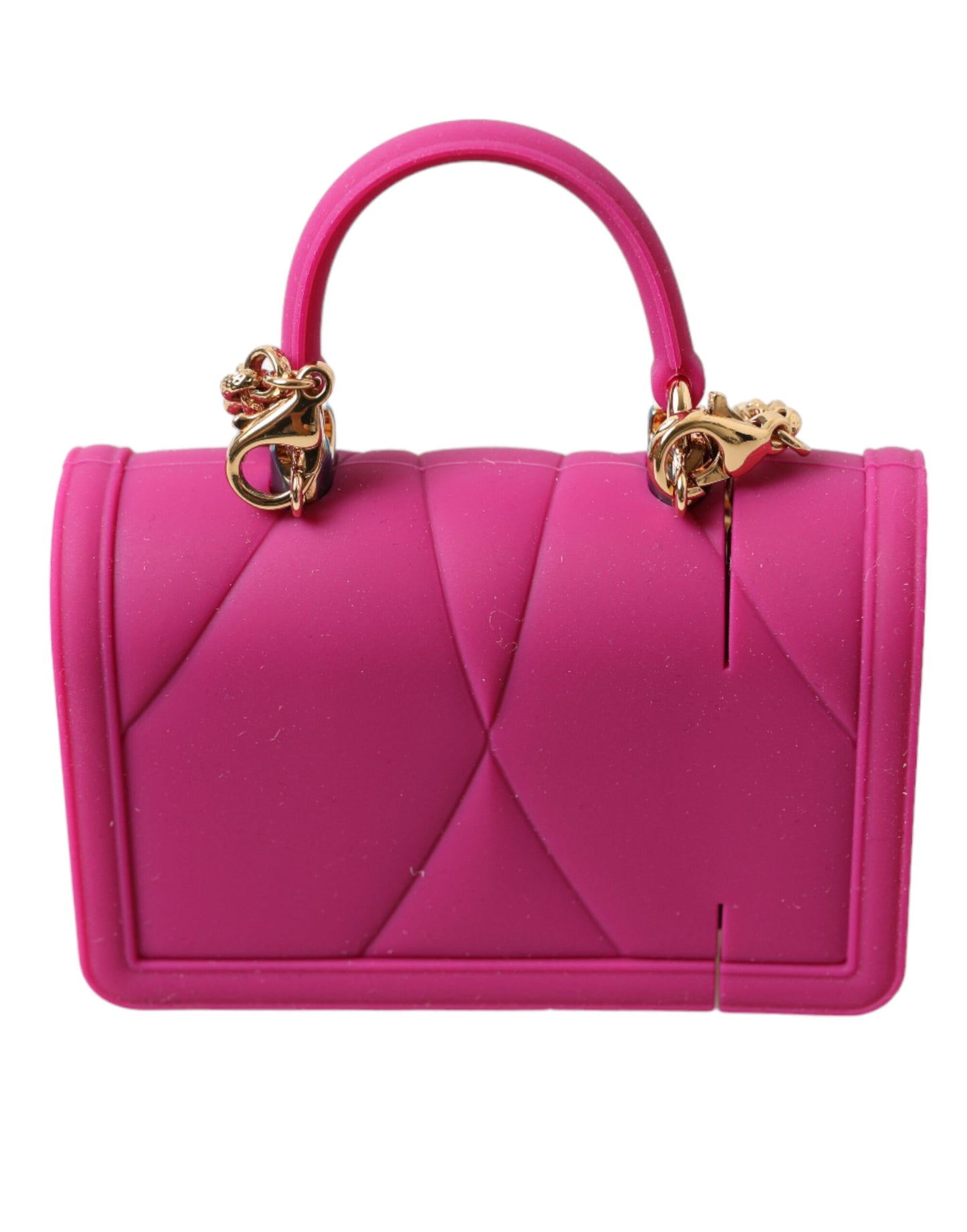 Étui pour Airpods Dolce & Gabbana en silicone rose avec chaîne dorée et sac cœur Devotion