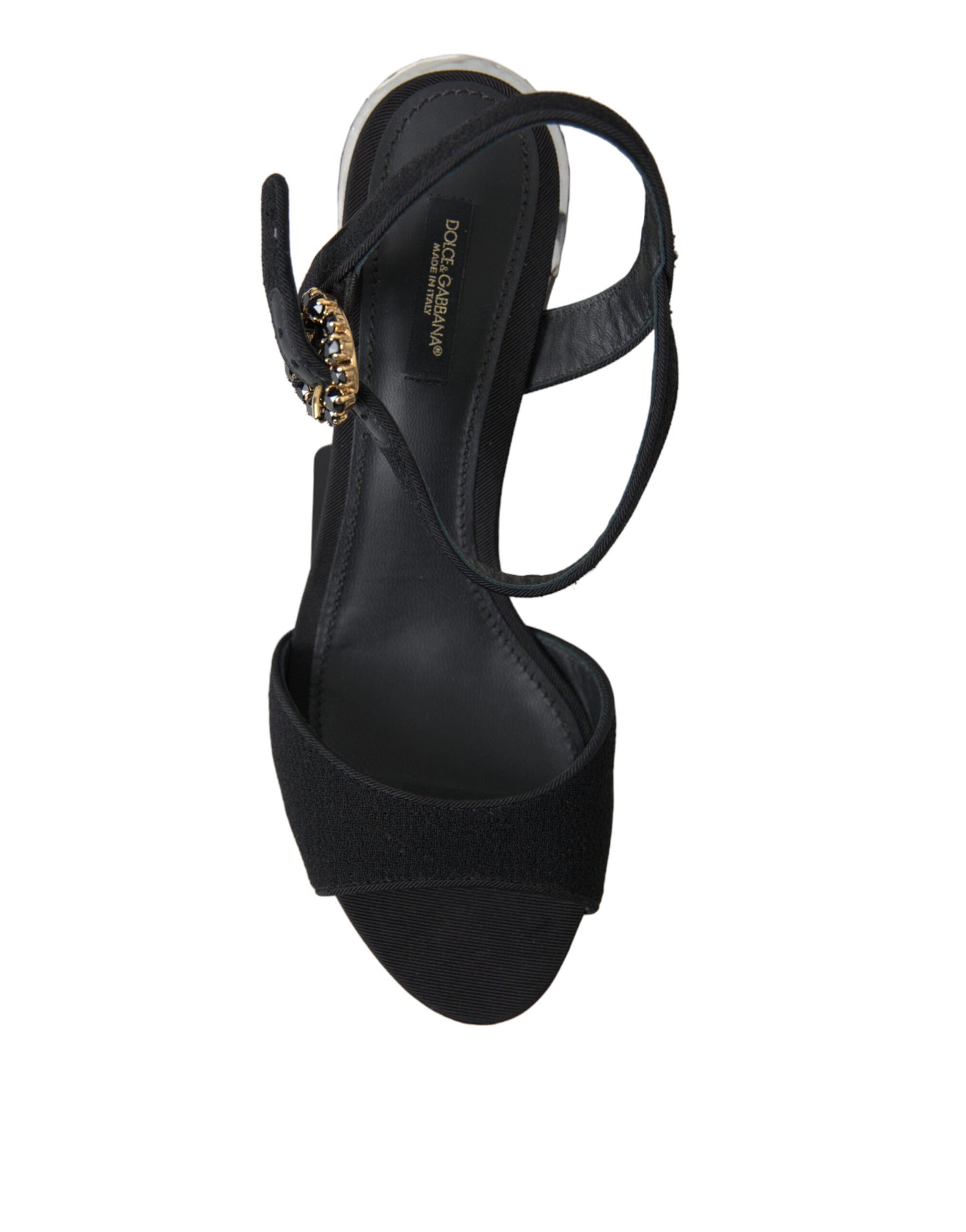 Sandales à bride cheville et cristaux noirs Dolce & Gabbana