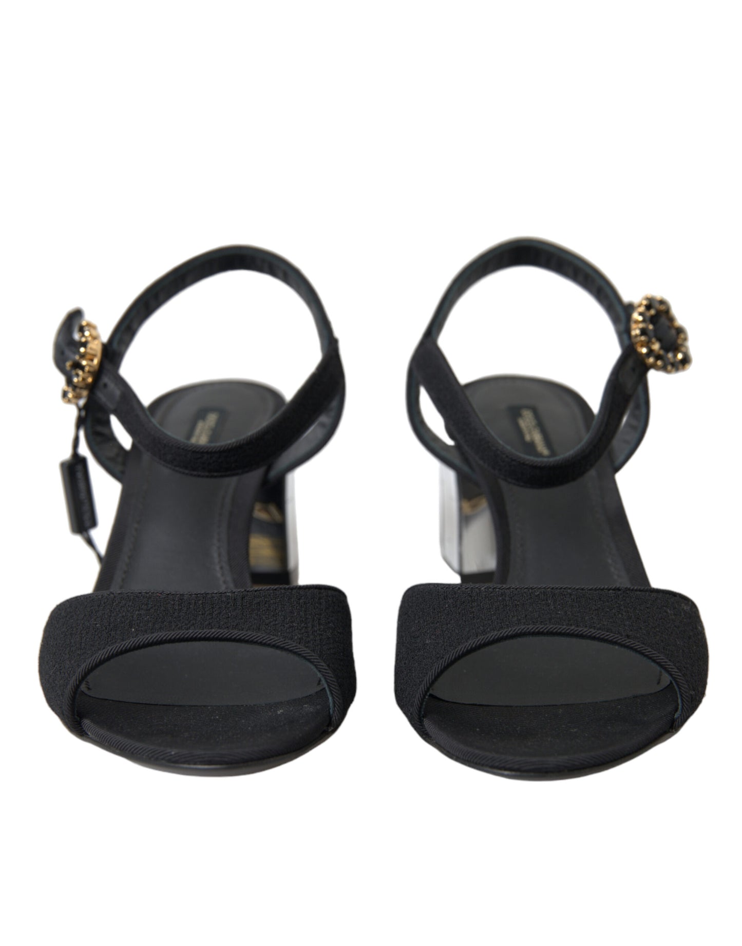 Sandales à bride cheville et cristaux noirs Dolce & Gabbana