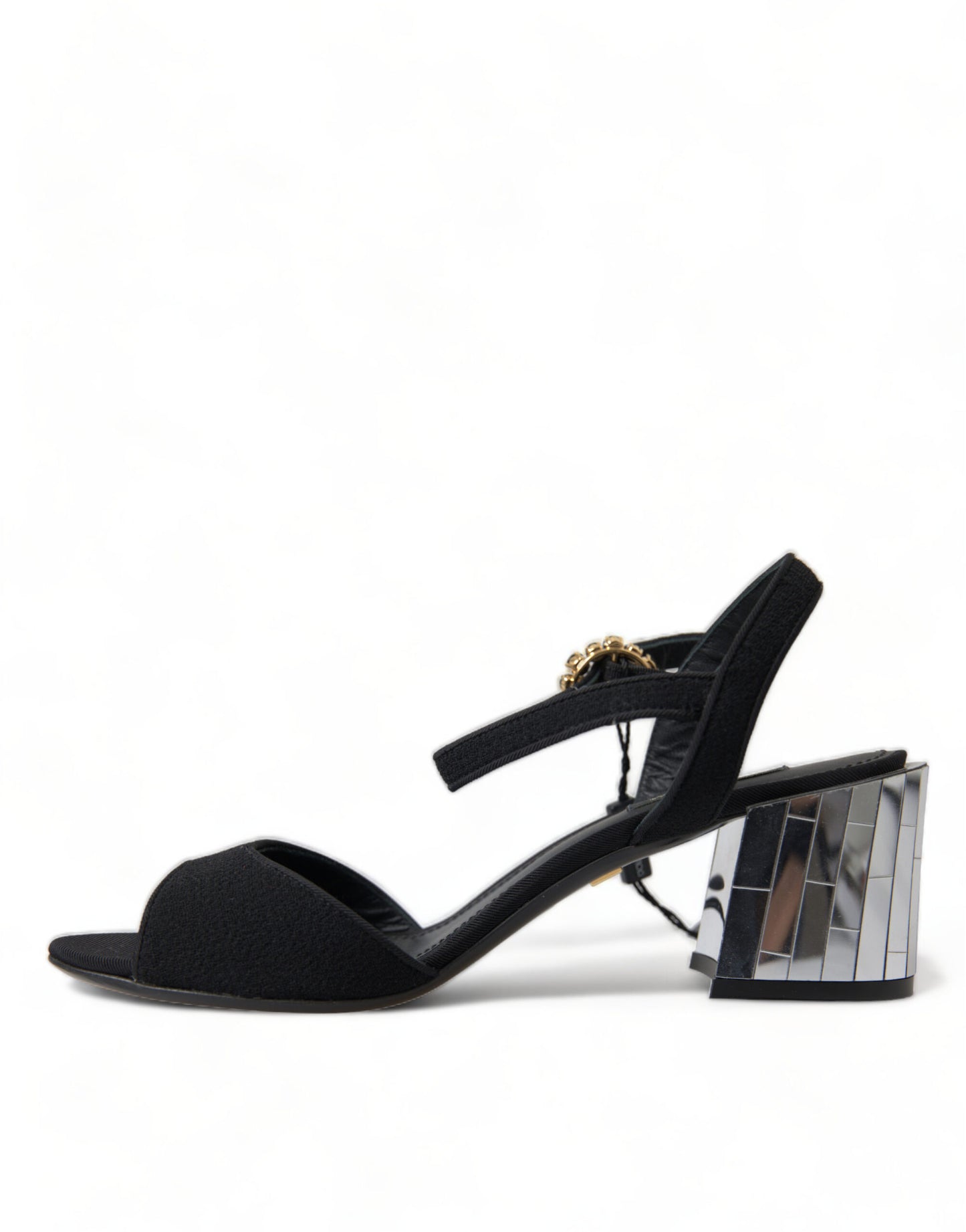 Sandales à bride cheville et cristaux noirs Dolce & Gabbana