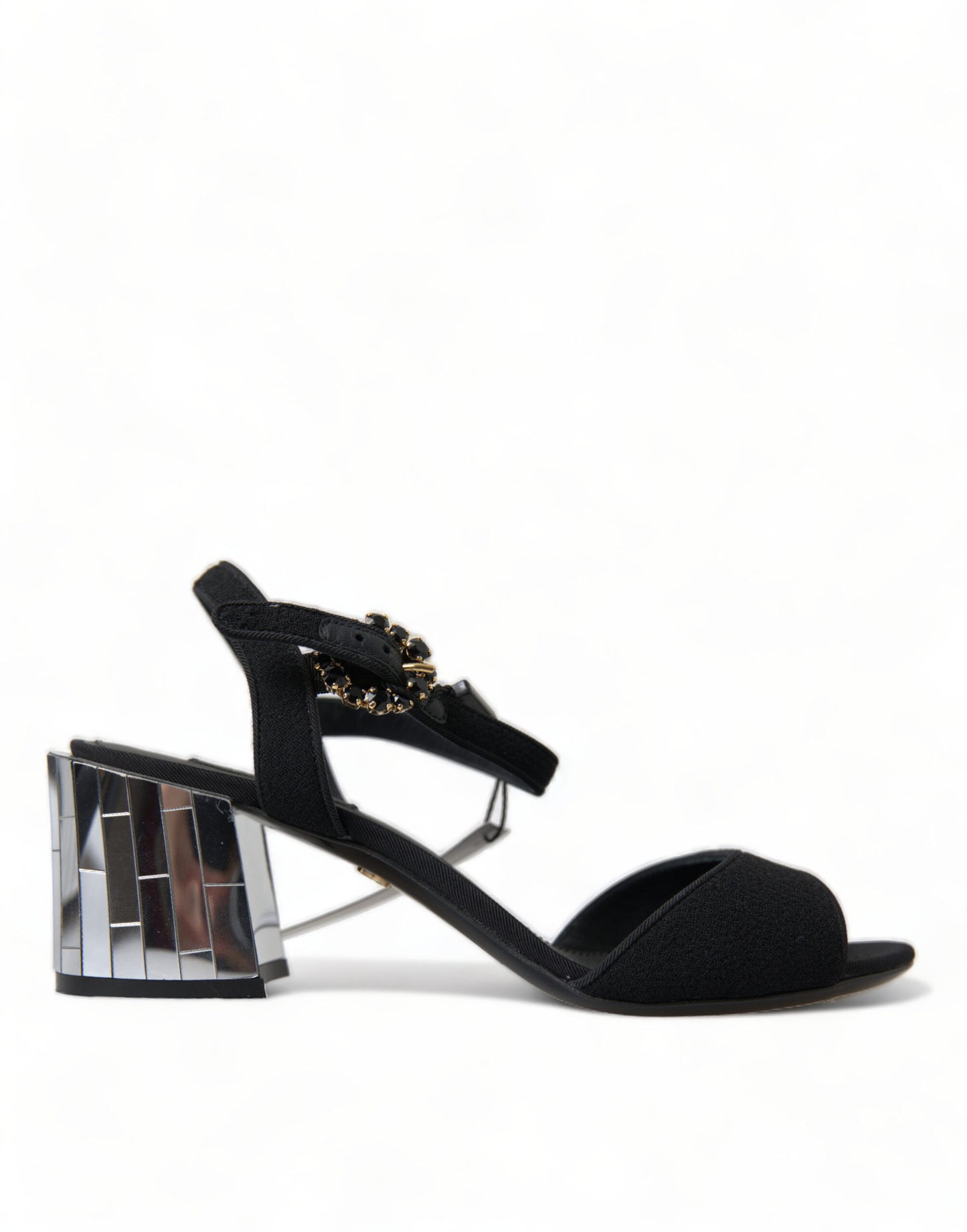 Sandales à bride cheville et cristaux noirs Dolce & Gabbana
