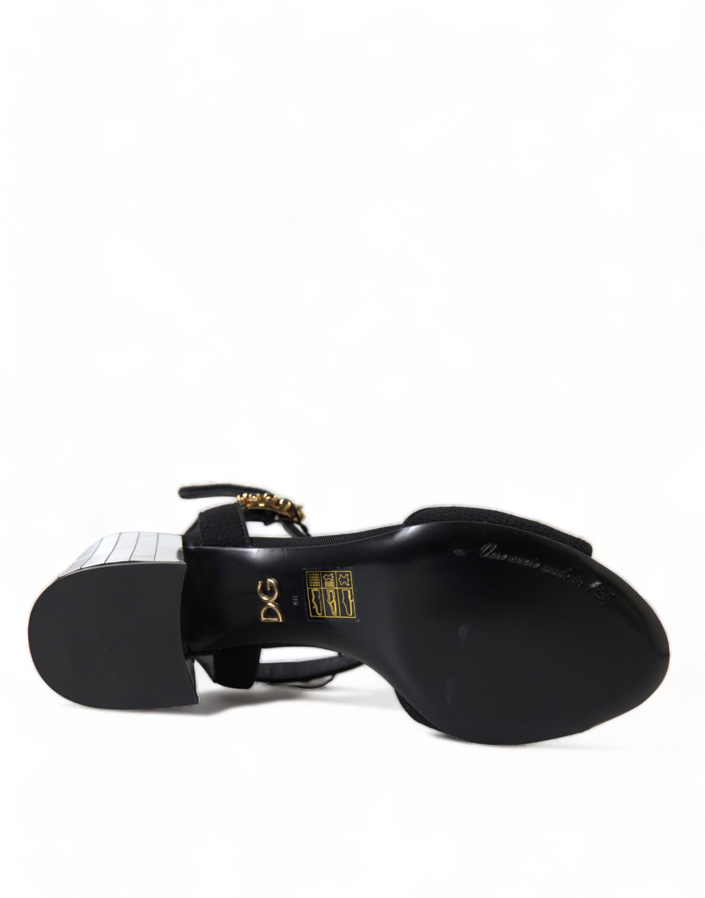 Sandales à bride cheville et cristaux noirs Dolce & Gabbana