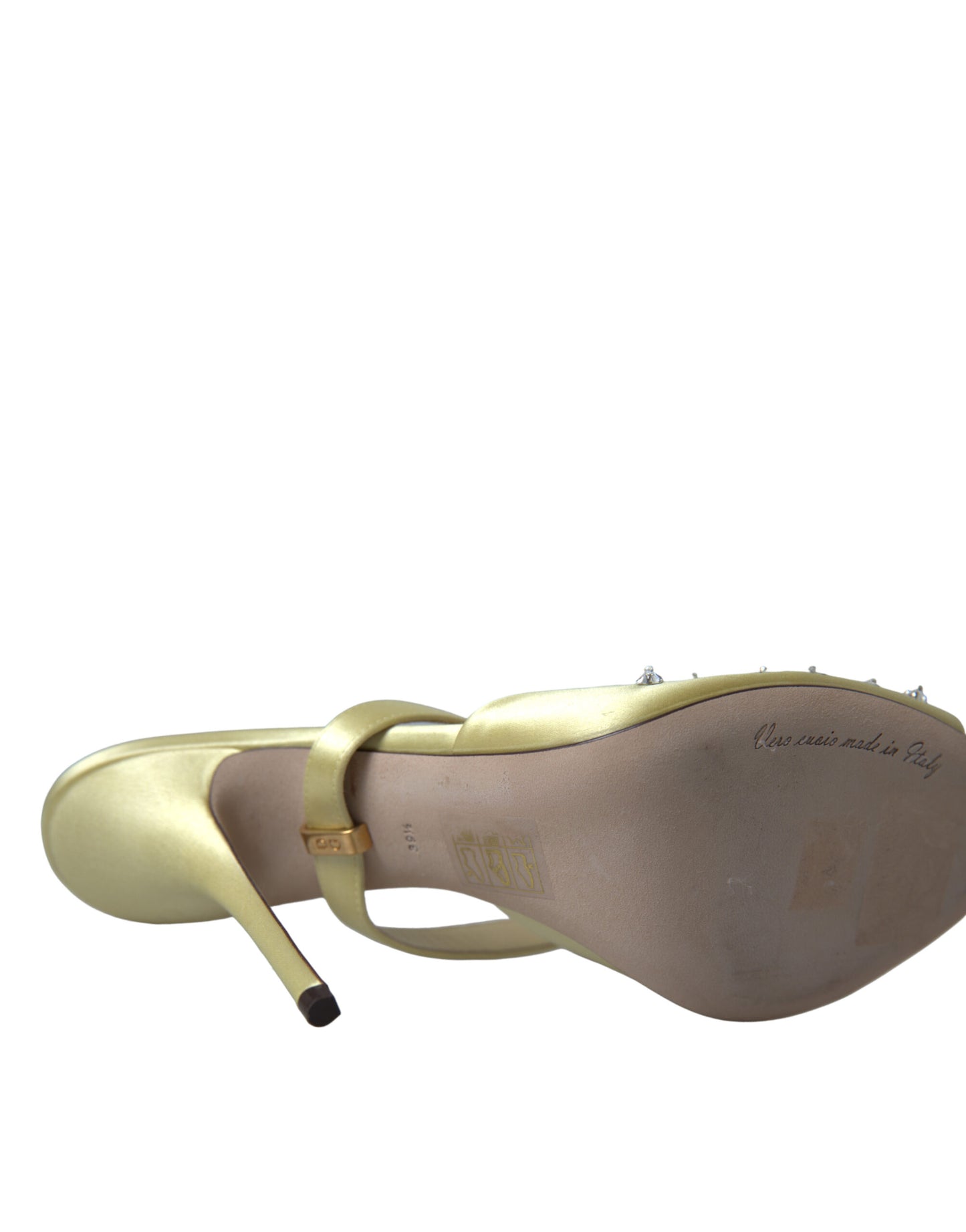 Sandales Mary Jane Dolce & Gabbana en satin jaune et cristaux