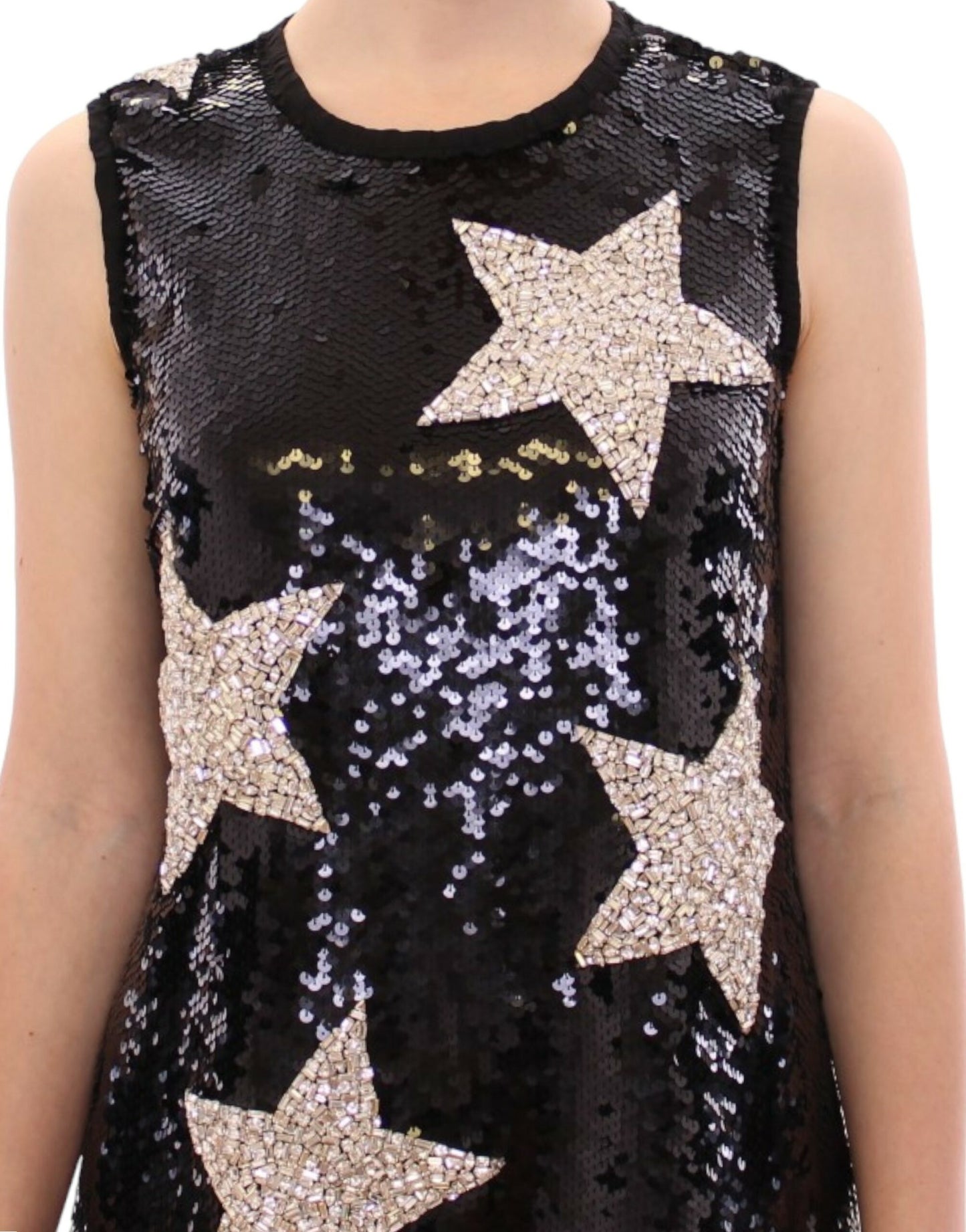 Robe fourreau Dolce & Gabbana Masterpiece en cristal noir et étoiles Swarovski