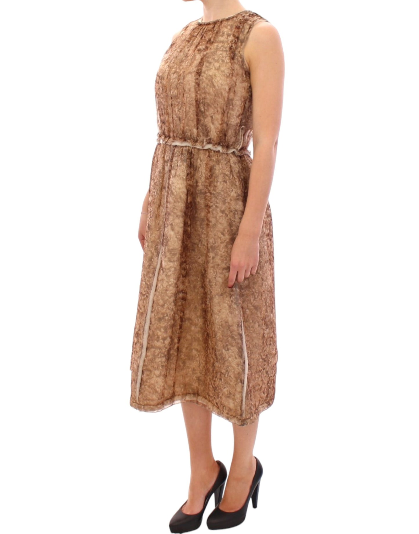 Robe en soie marron sans manches Dolce & Gabbana