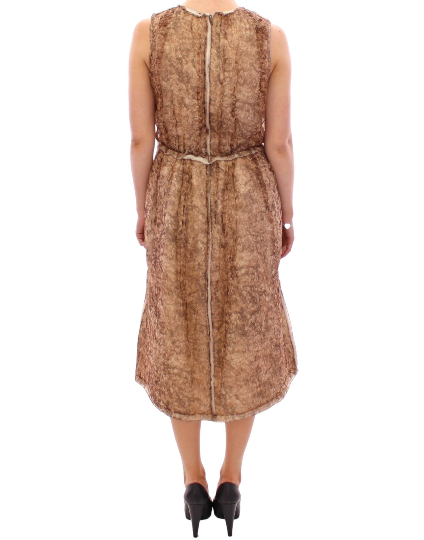 Robe en soie marron sans manches Dolce & Gabbana
