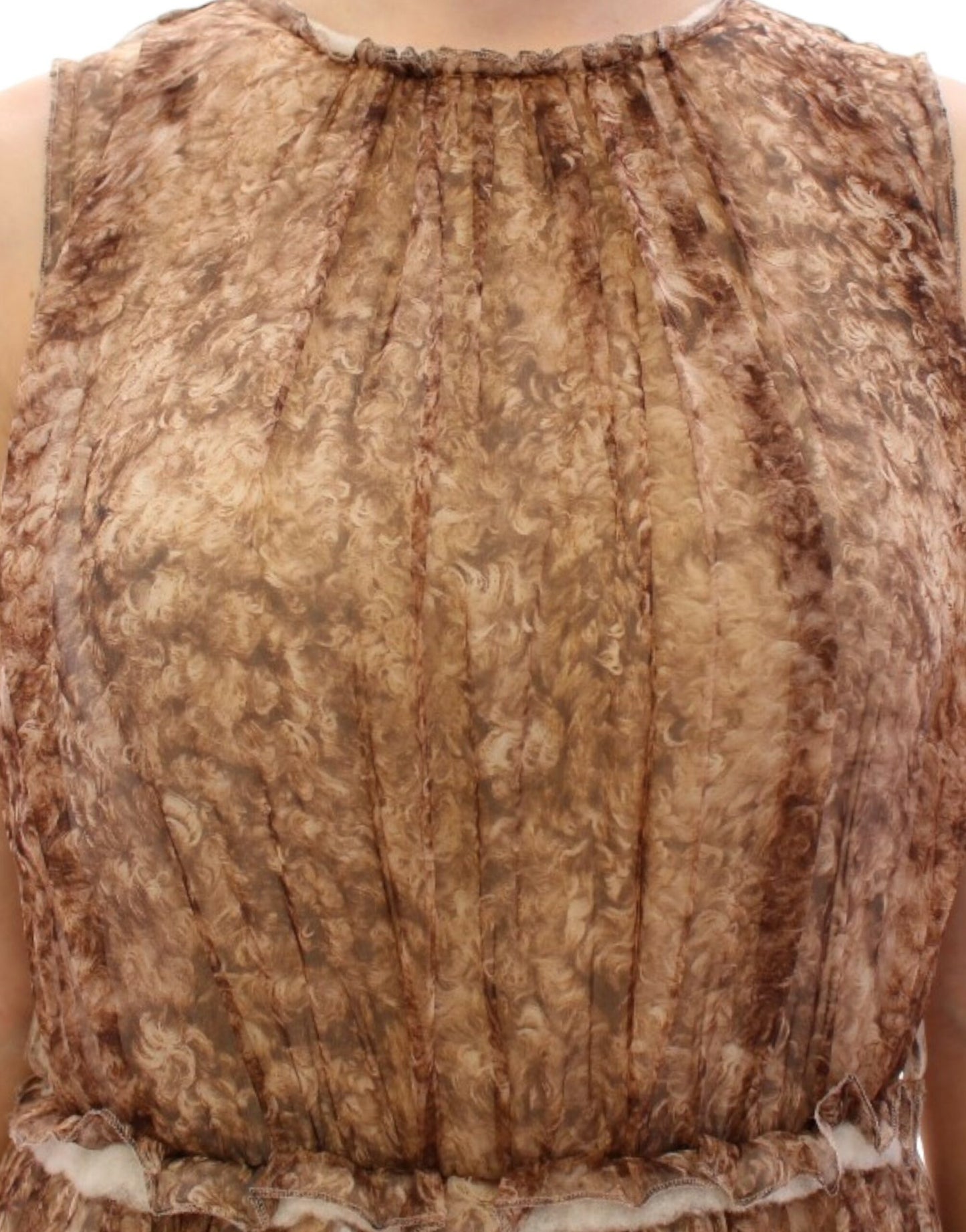 Robe en soie marron sans manches Dolce & Gabbana