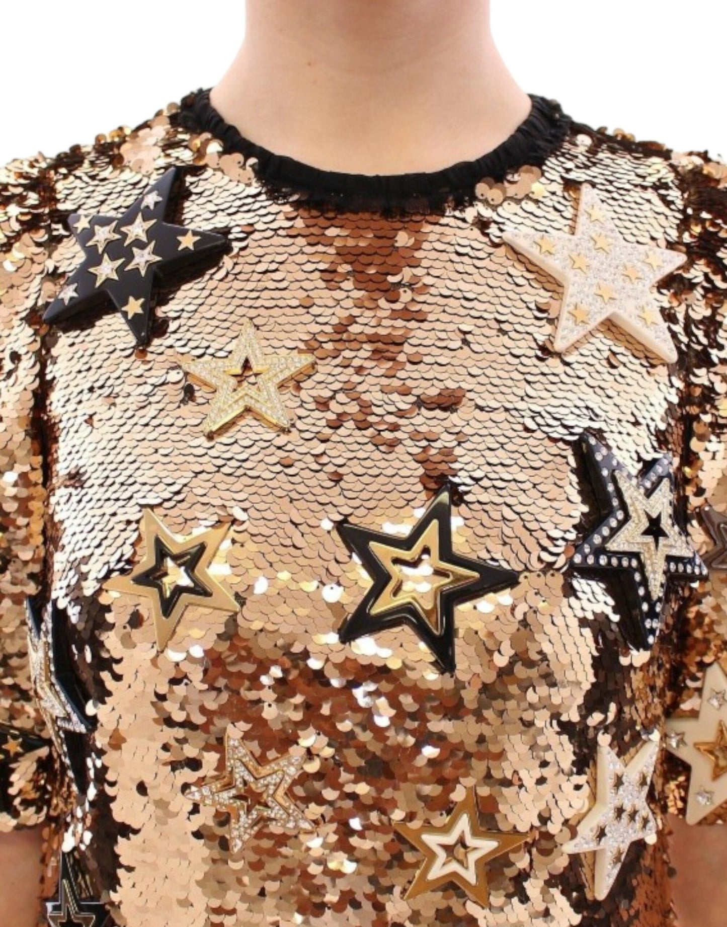 Robe Dolce & Gabbana Masterpiece en cristal Swarovski à paillettes dorées
