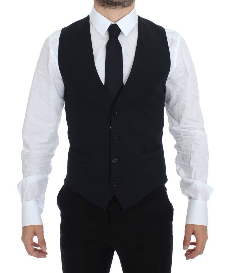 Gilet de soirée en laine bleue Dolce & Gabbana