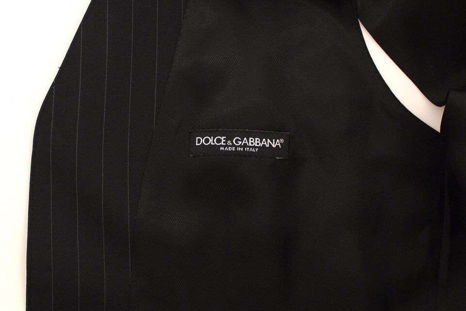 Gilet en laine et soie à rayures noires Dolce & Gabbana
