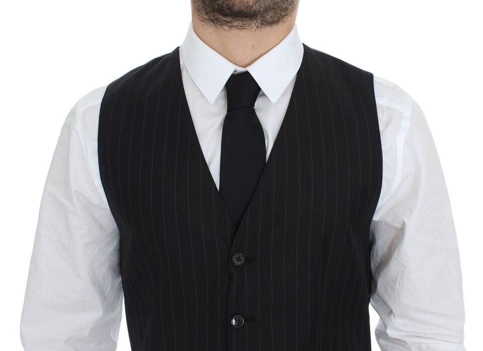 Gilet en laine et soie à rayures noires Dolce & Gabbana