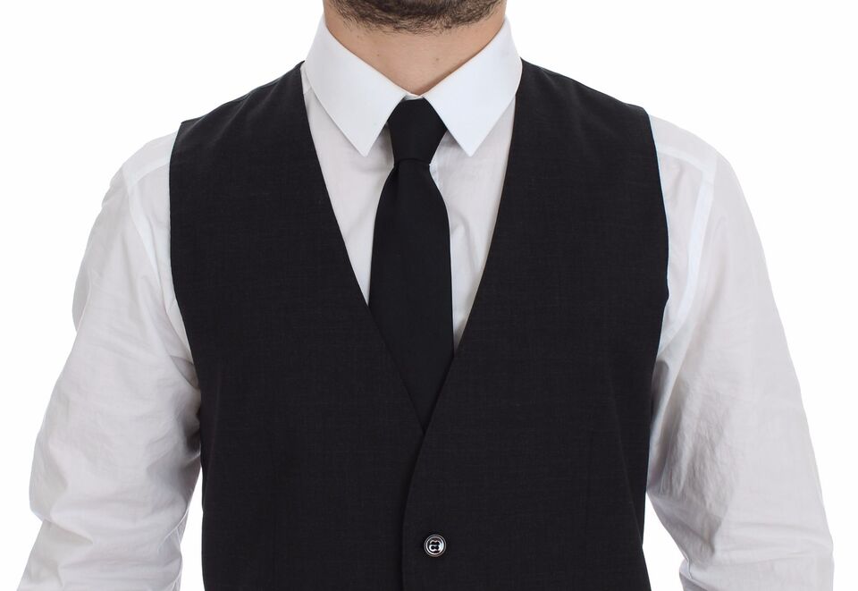 Robe grise slim fit boutonnée sur le devant avec gilet formel Dolce & Gabbana