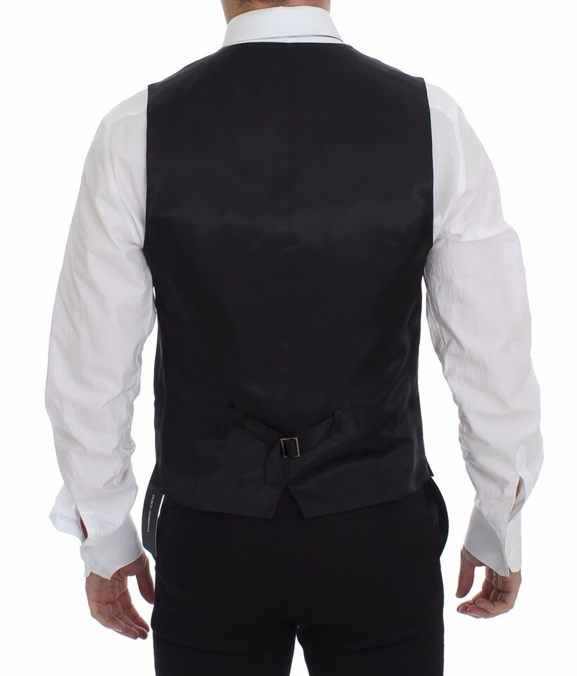 Robe grise slim fit boutonnée sur le devant avec gilet formel Dolce & Gabbana