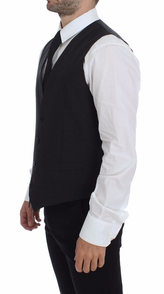 Robe grise slim fit boutonnée sur le devant avec gilet formel Dolce & Gabbana