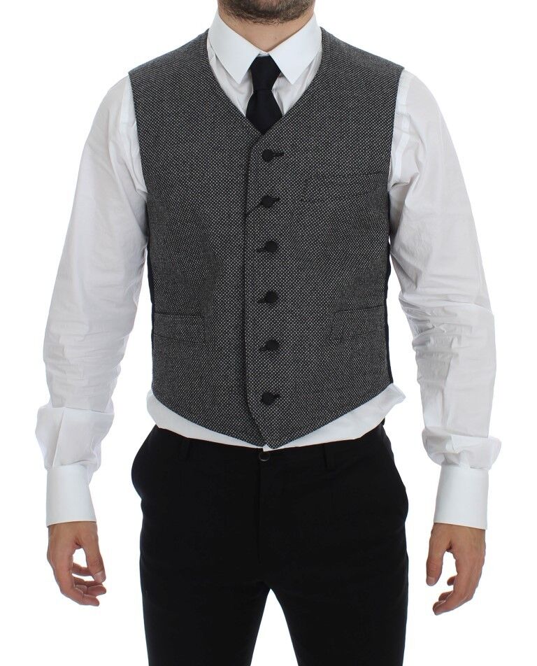 Gilet en coton mélangé gris Dolce & Gabbana avec logo