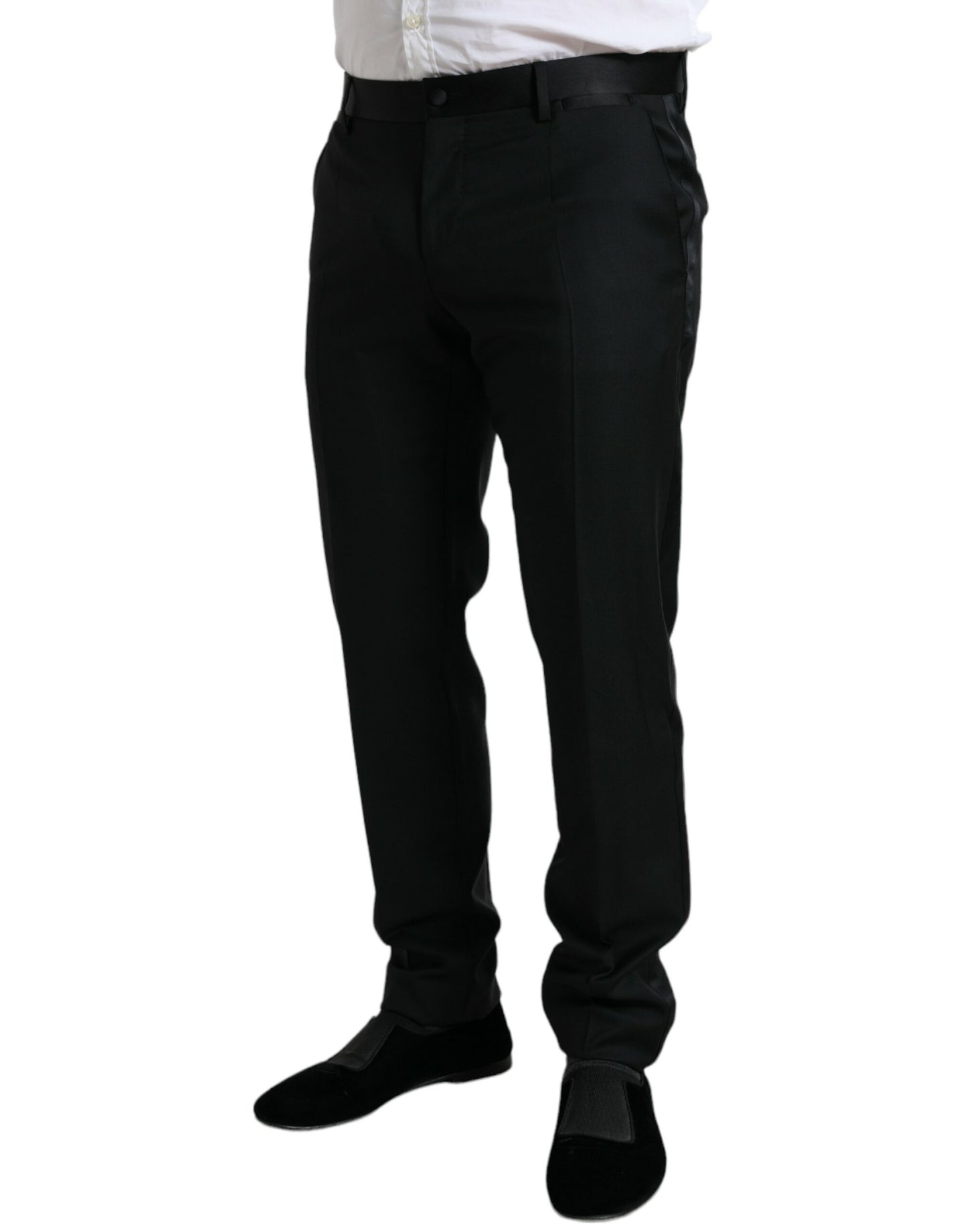 Pantalon habillé slim en laine noire Dolce & Gabbana