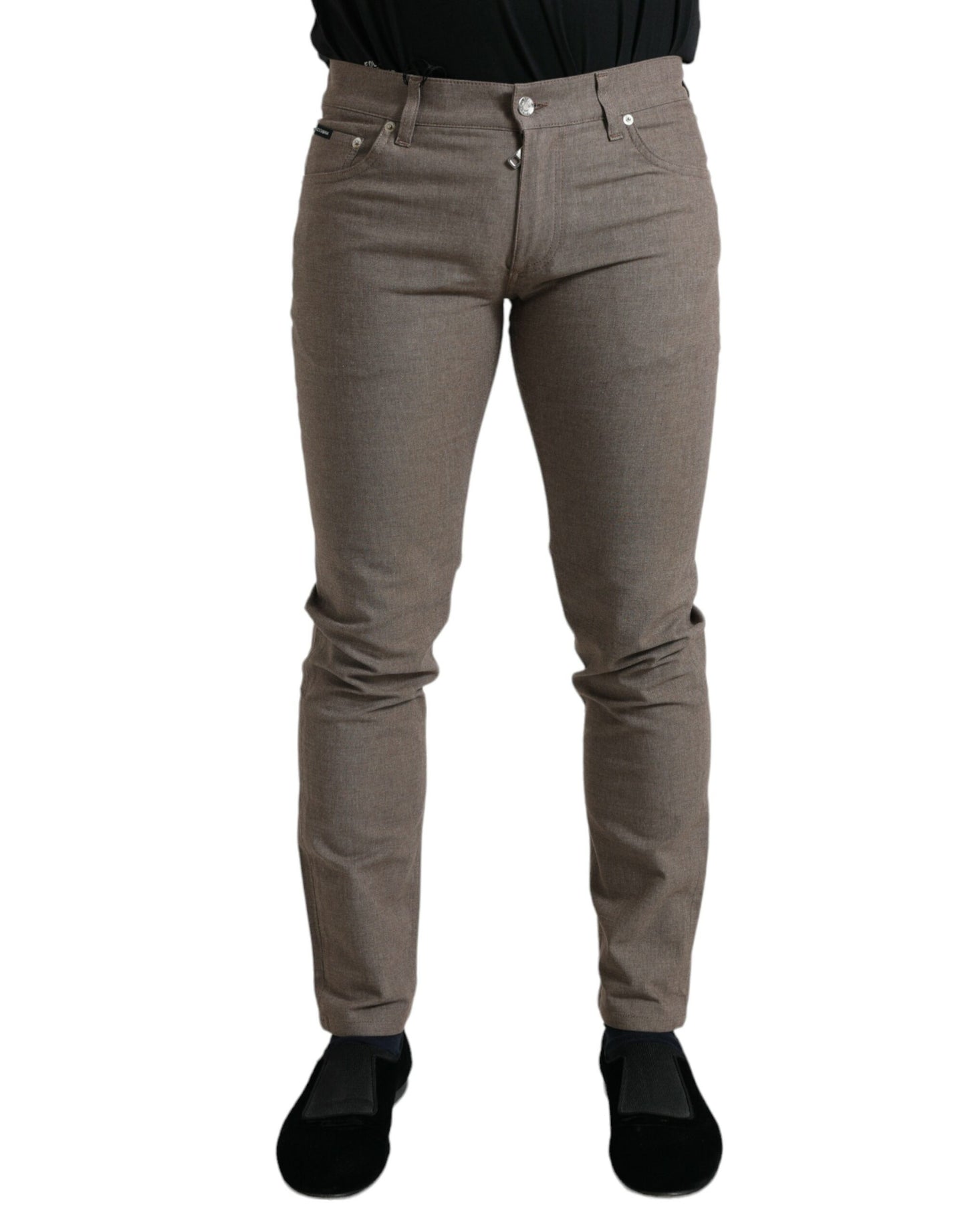 Pantalon skinny marron en coton stretch Dolce & Gabbana pour homme