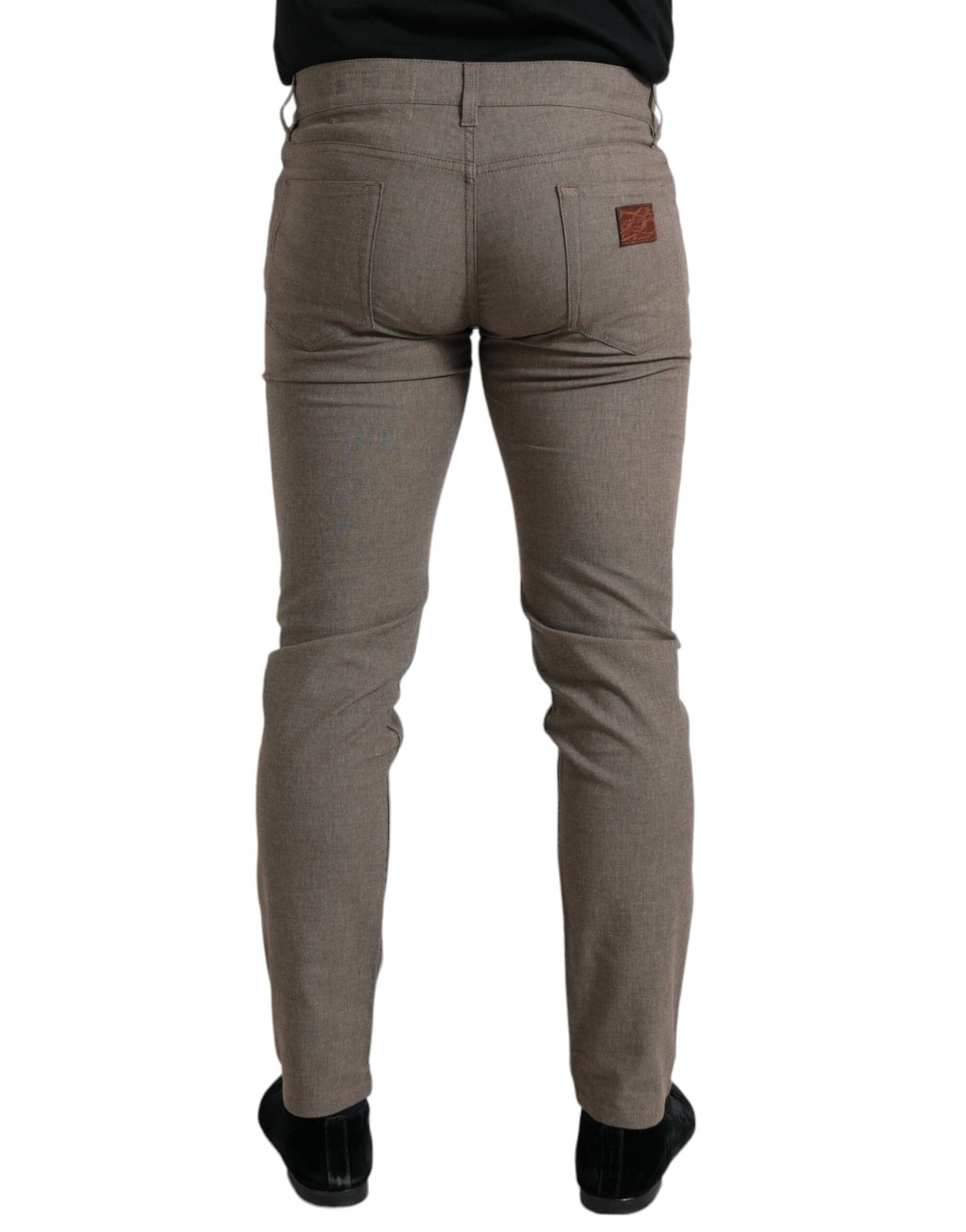 Pantalon skinny marron en coton stretch Dolce & Gabbana pour homme