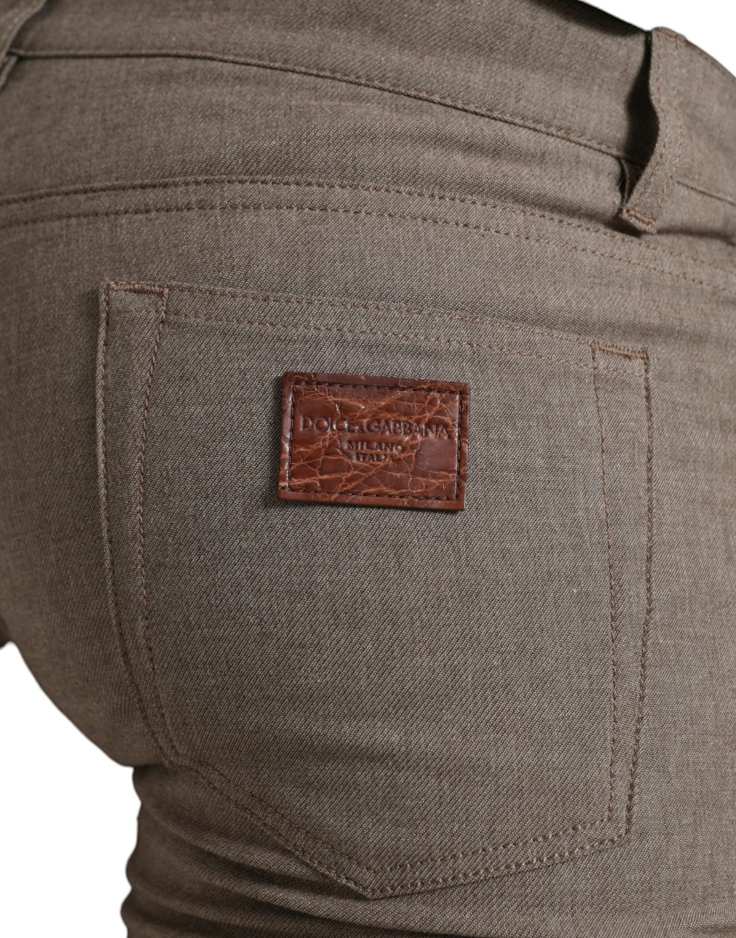 Pantalon skinny marron en coton stretch Dolce & Gabbana pour homme