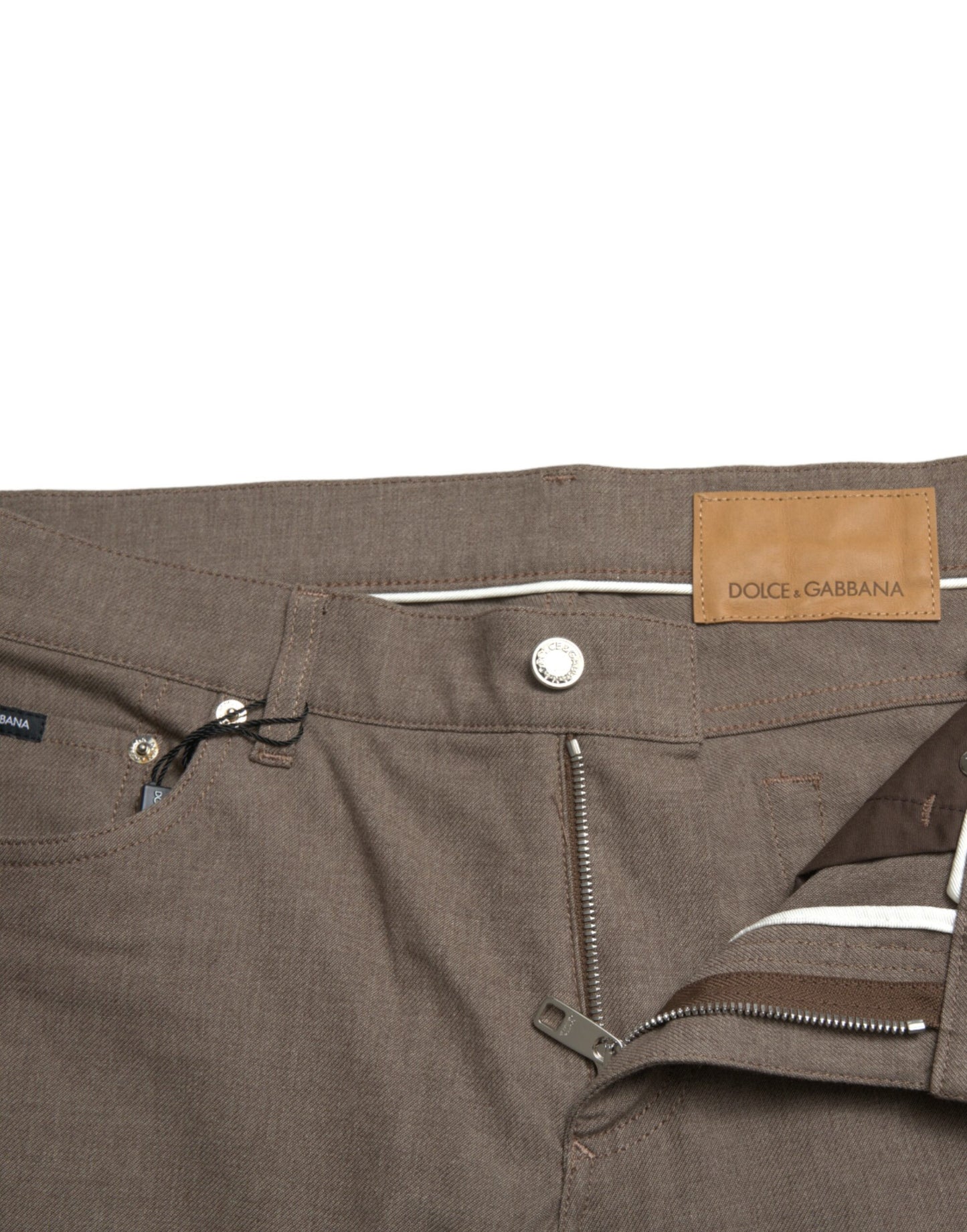 Pantalon skinny marron en coton stretch Dolce & Gabbana pour homme