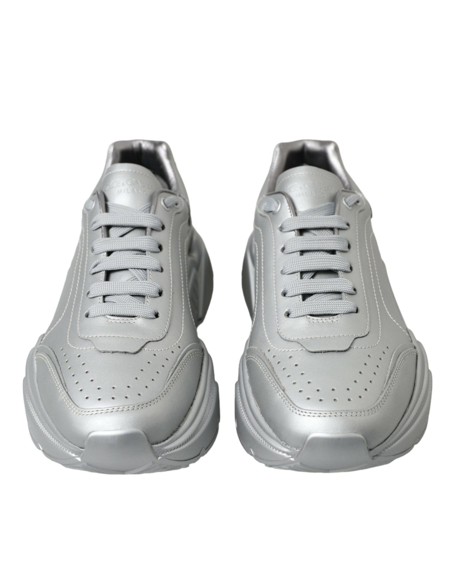 Baskets décontractées en cuir argenté Dolce & Gabbana DAYMASTER pour homme