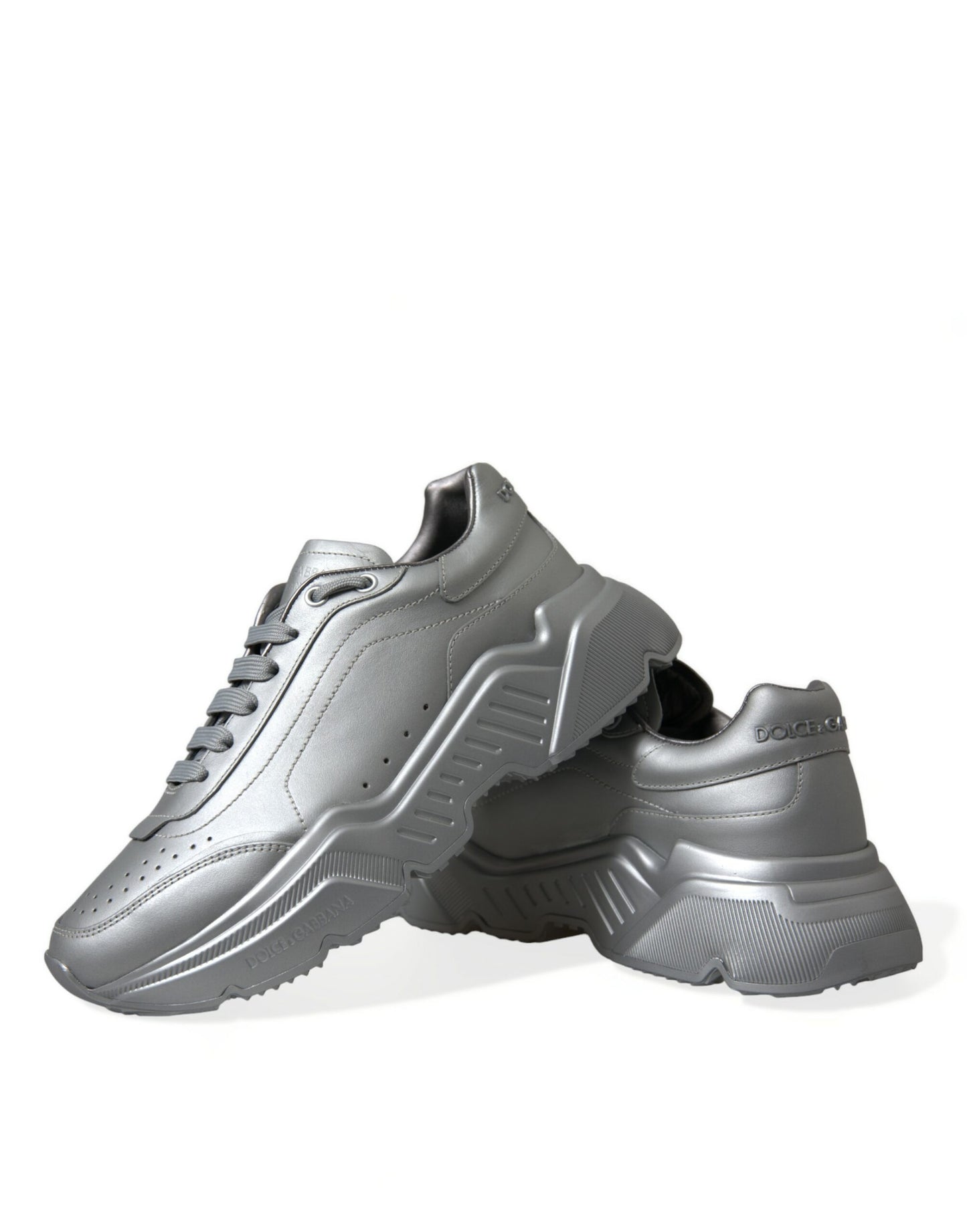 Baskets décontractées en cuir argenté Dolce & Gabbana DAYMASTER pour homme